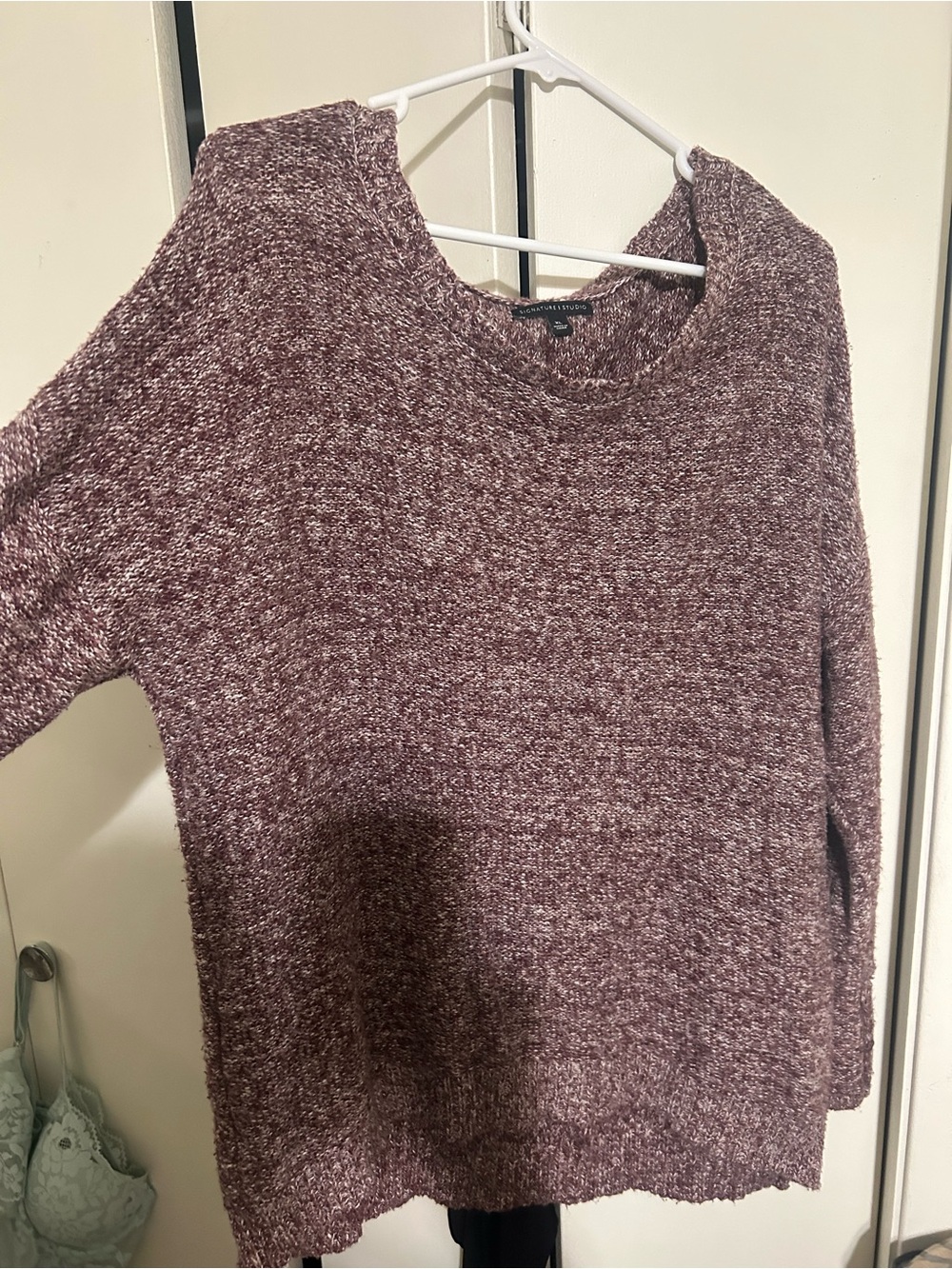 Signature Studio Marled Mauve Crewneck Sweater